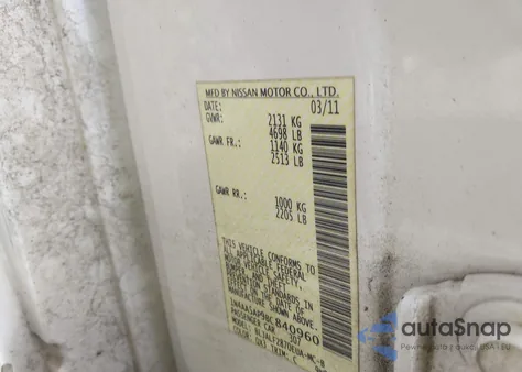 2011 Nissan Maxima 3.5 Sv z USA, uszkodzony, nr VIN 1N4AA5AP9BC840960